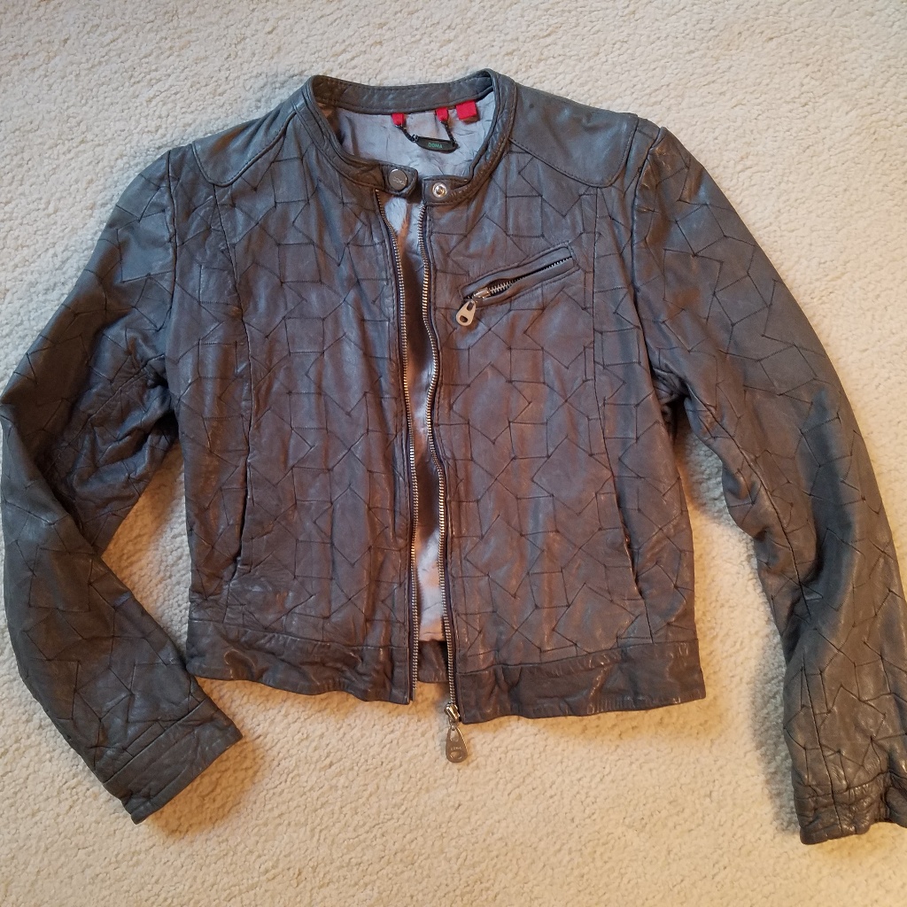 ***Doma Cropped Patchwork Leather Jacket***